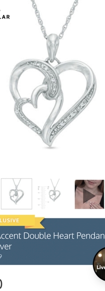 Diamond accent double heart pendant - Picture 5 of 5